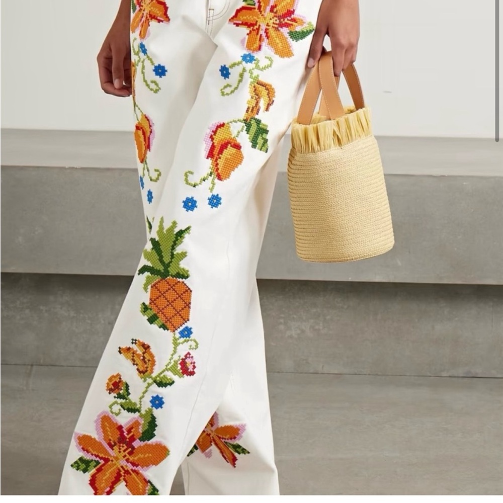 Farm Rio White Twill Pants